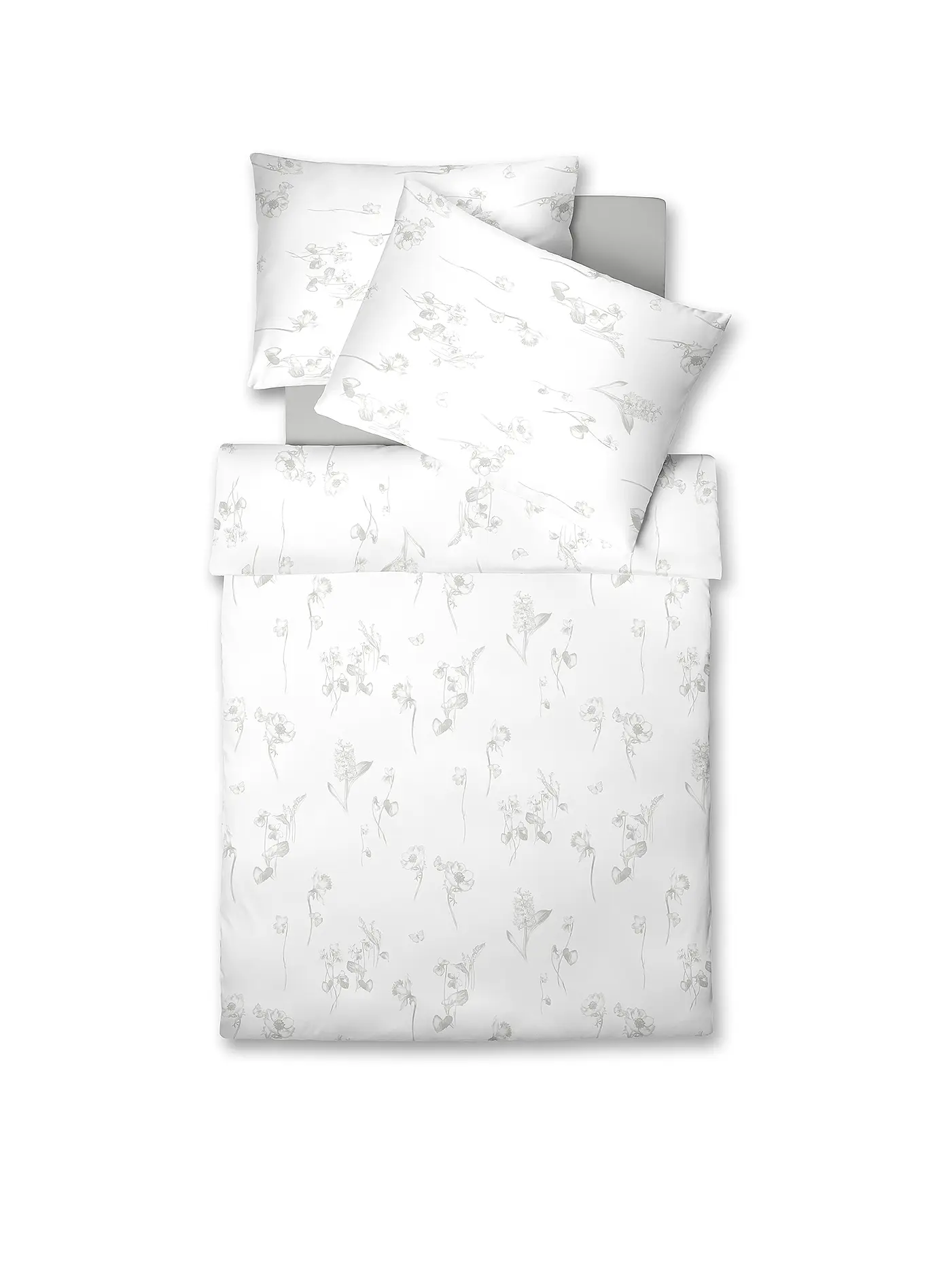 FLEURESSE | Satin Bettwäsche 70x90cm/140x220cm Bed Art White | 